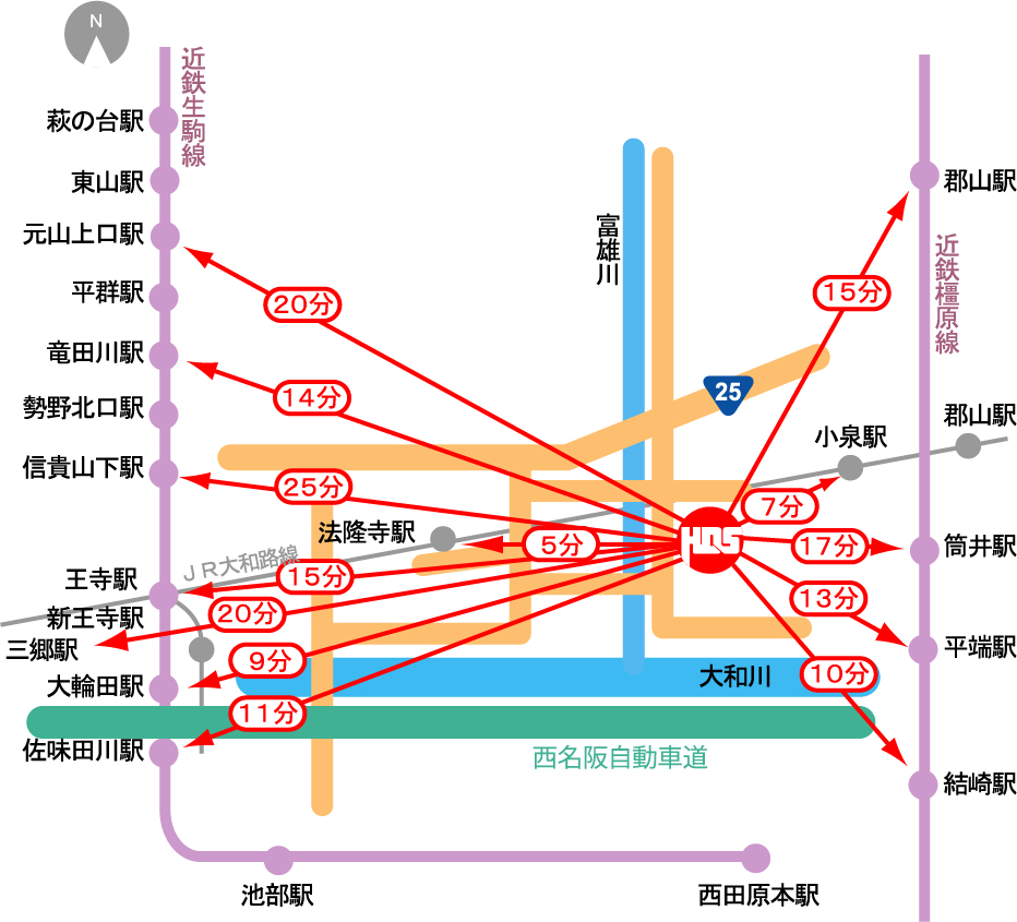 無料送迎エリア